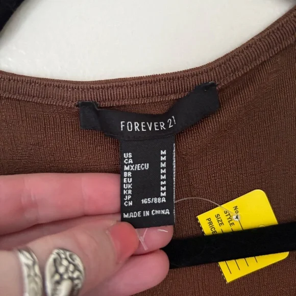 Forever 21 Brown Long Sleeve Dress Size Medium - Picture 12 of 13